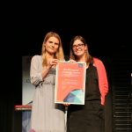 Ola Solinska-Nowak with the Educator's Challenge award